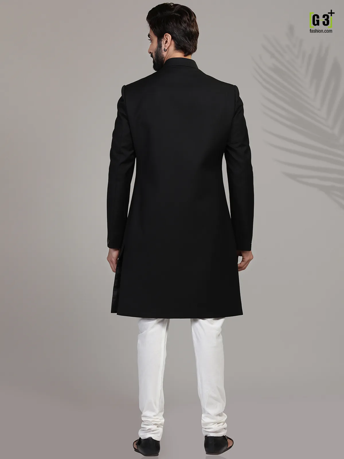 Black terry rayon indo western for mens