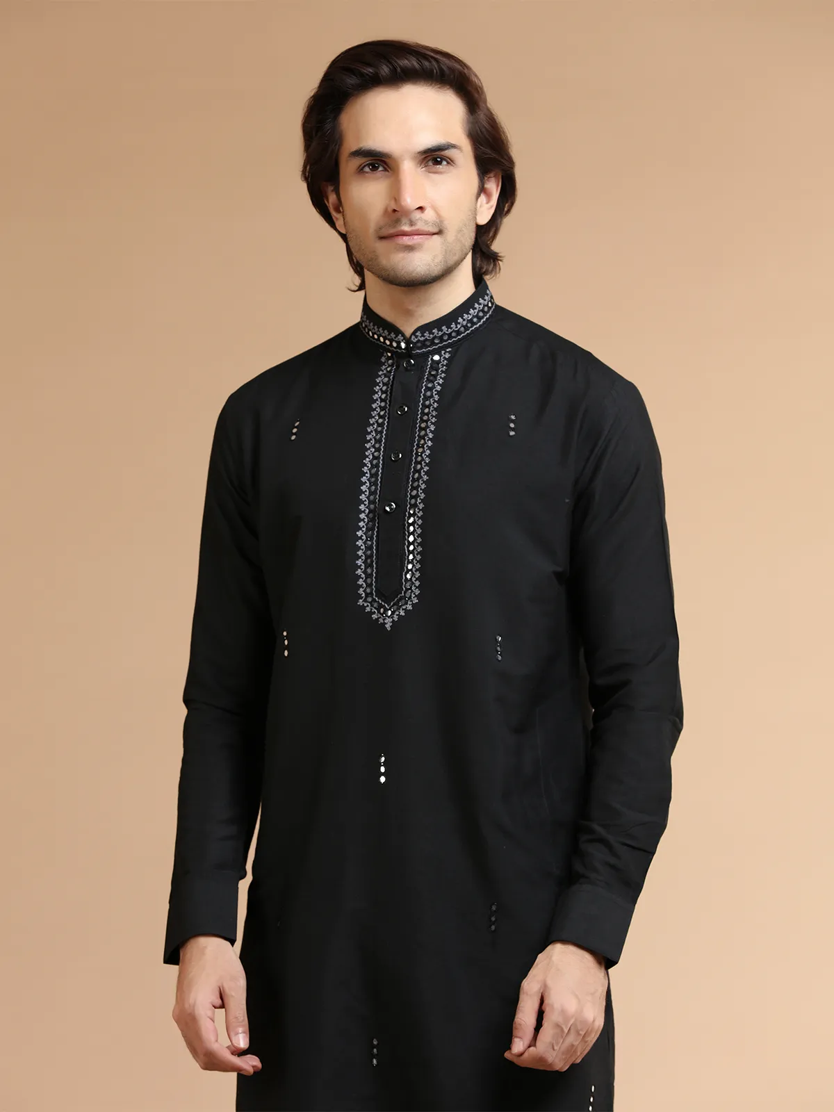 Elegant black silk  Men Kurta pajama