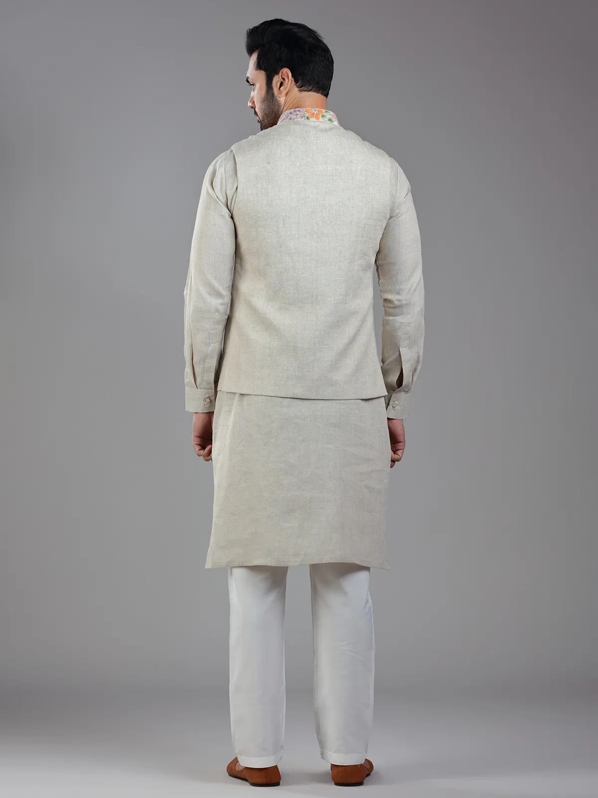 Exquisite dark beige waistcoat set for wedding