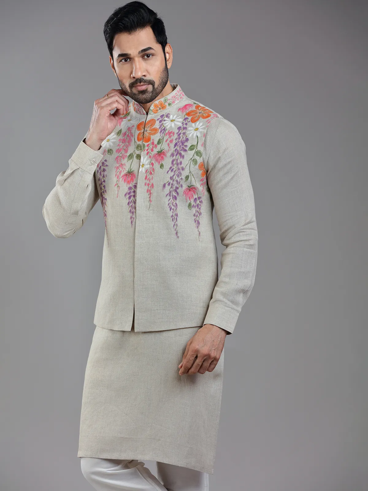 Exquisite dark beige waistcoat set for wedding