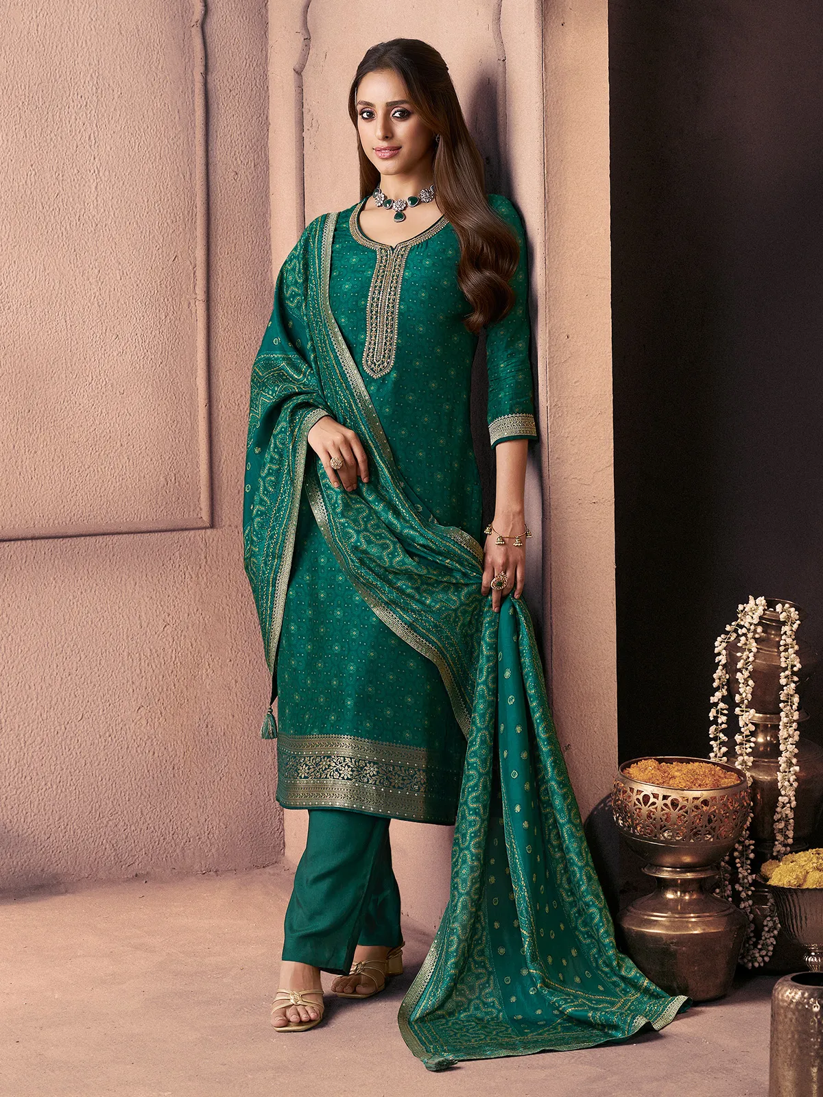 Green royal handcrafted festive silhouette