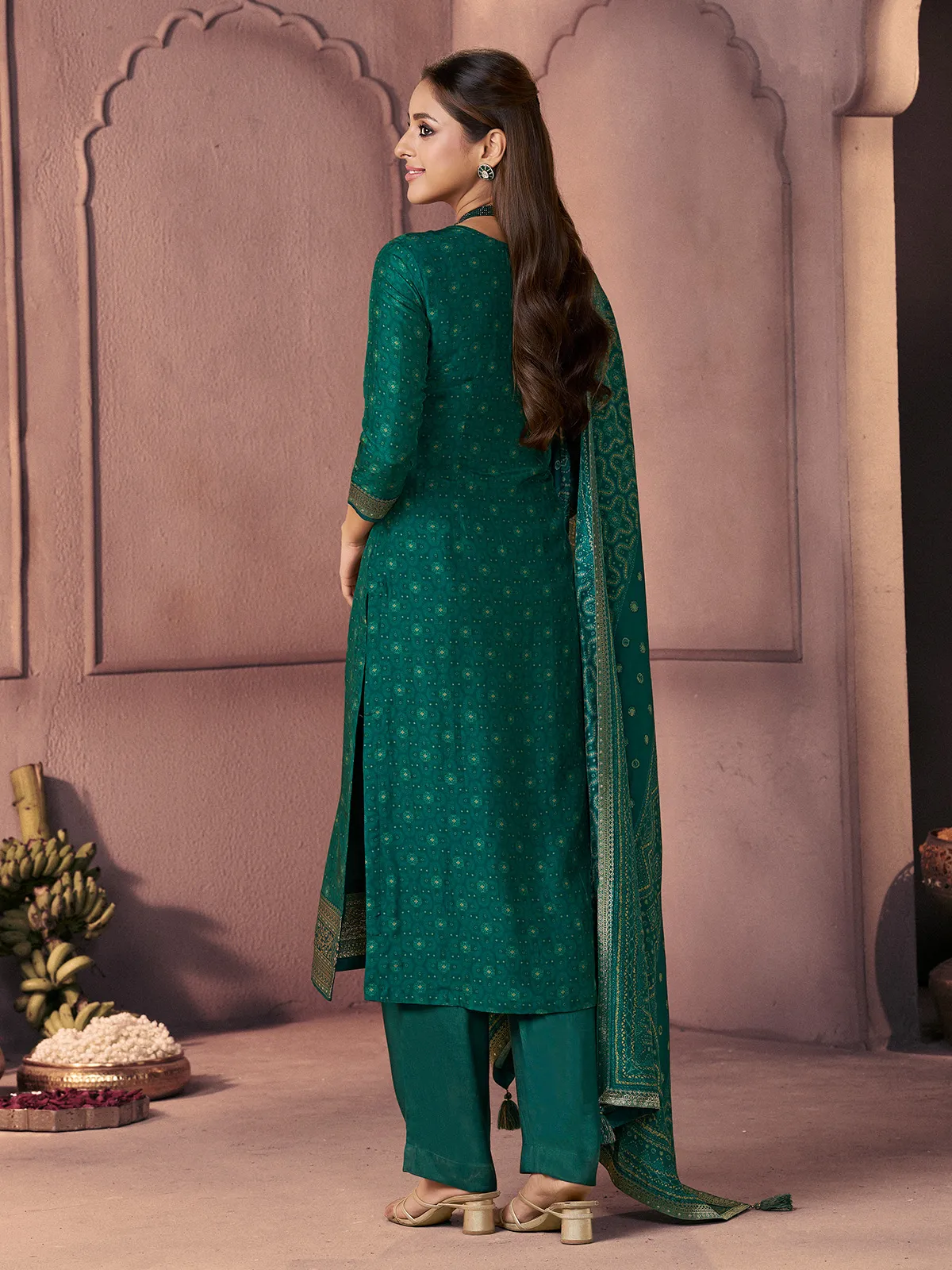 Green royal handcrafted festive silhouette