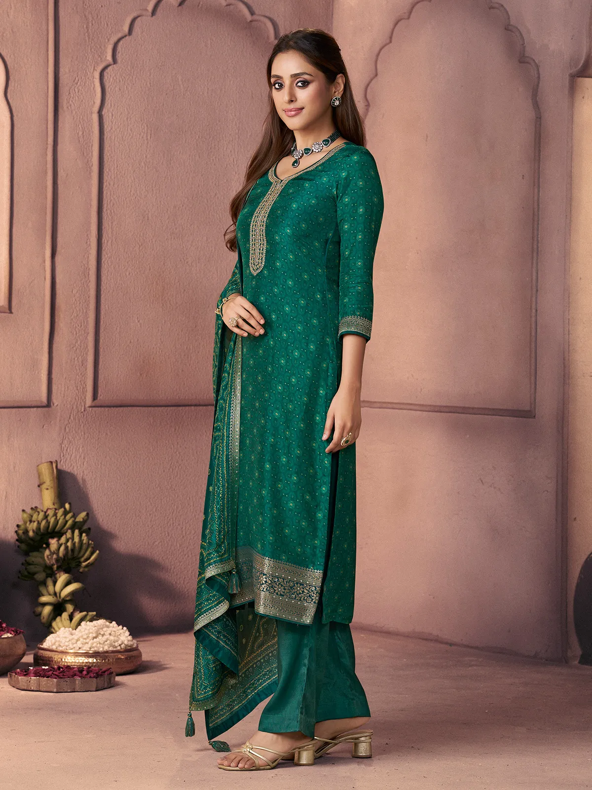 Green royal handcrafted festive silhouette