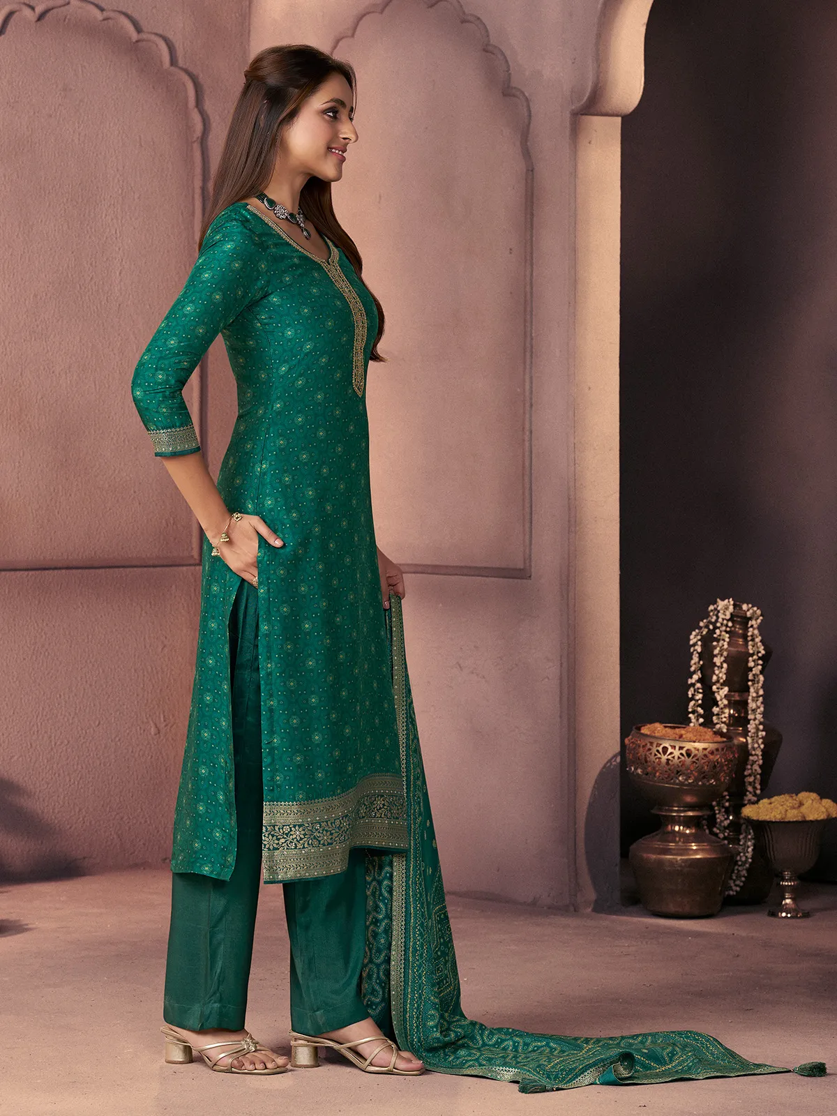 Green royal handcrafted festive silhouette