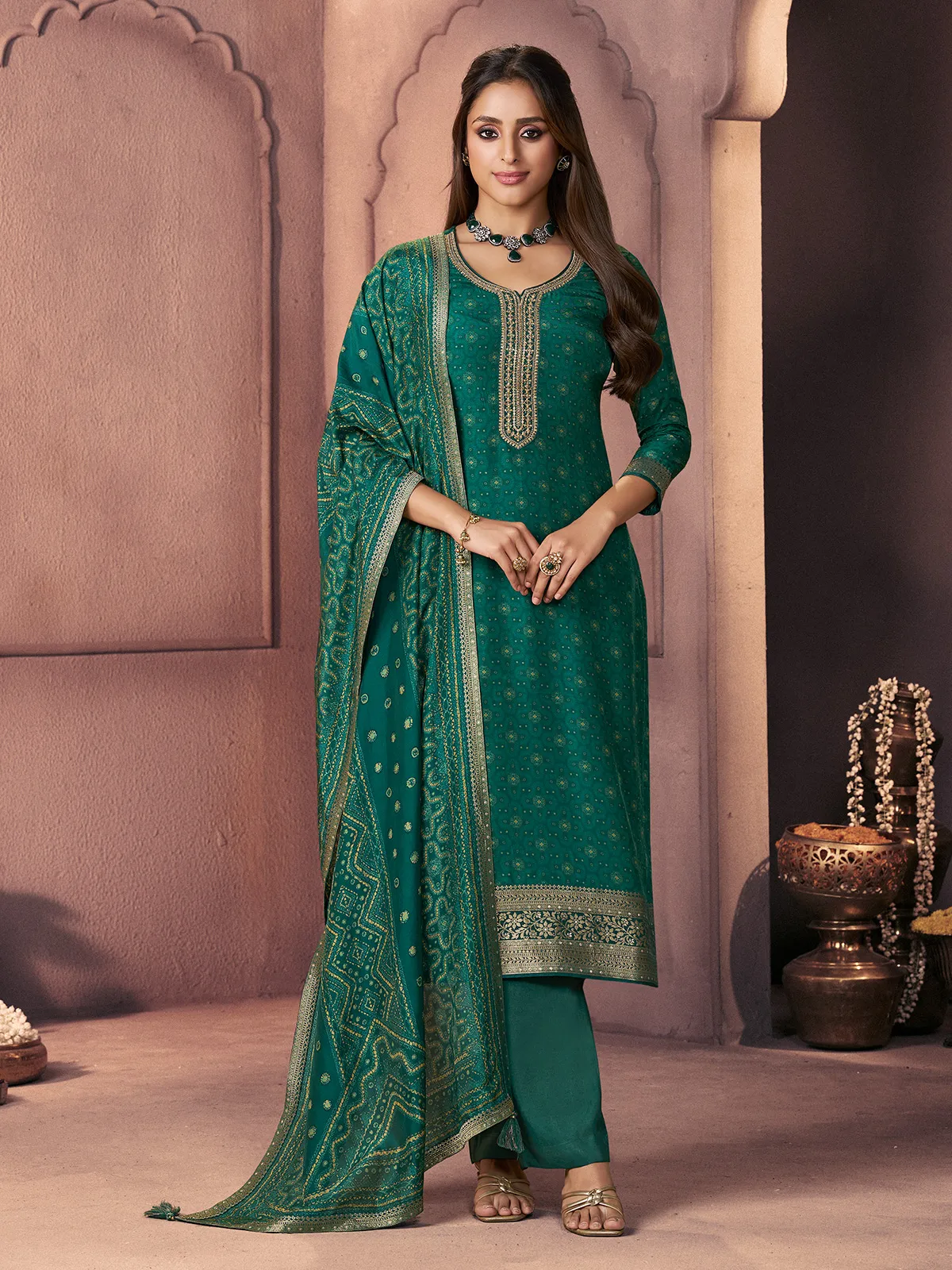 Green royal handcrafted festive silhouette