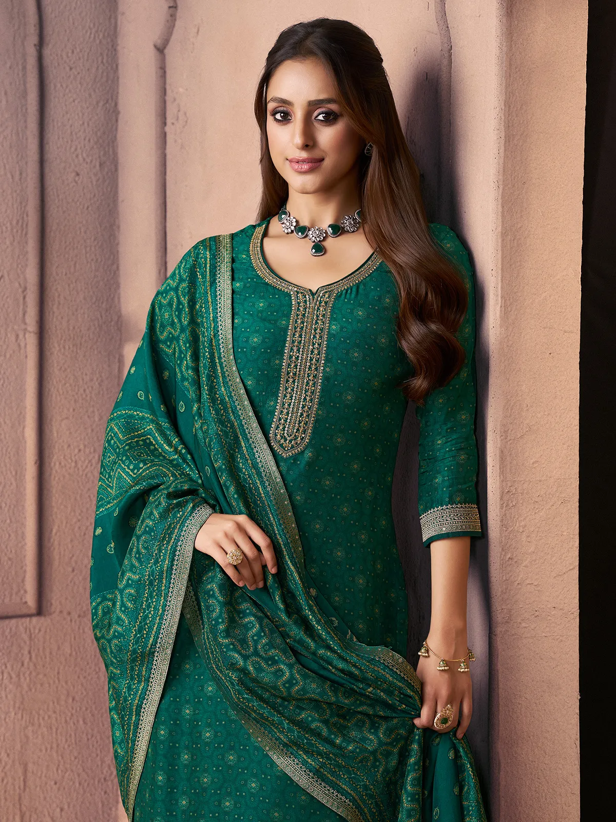 Green royal handcrafted festive silhouette