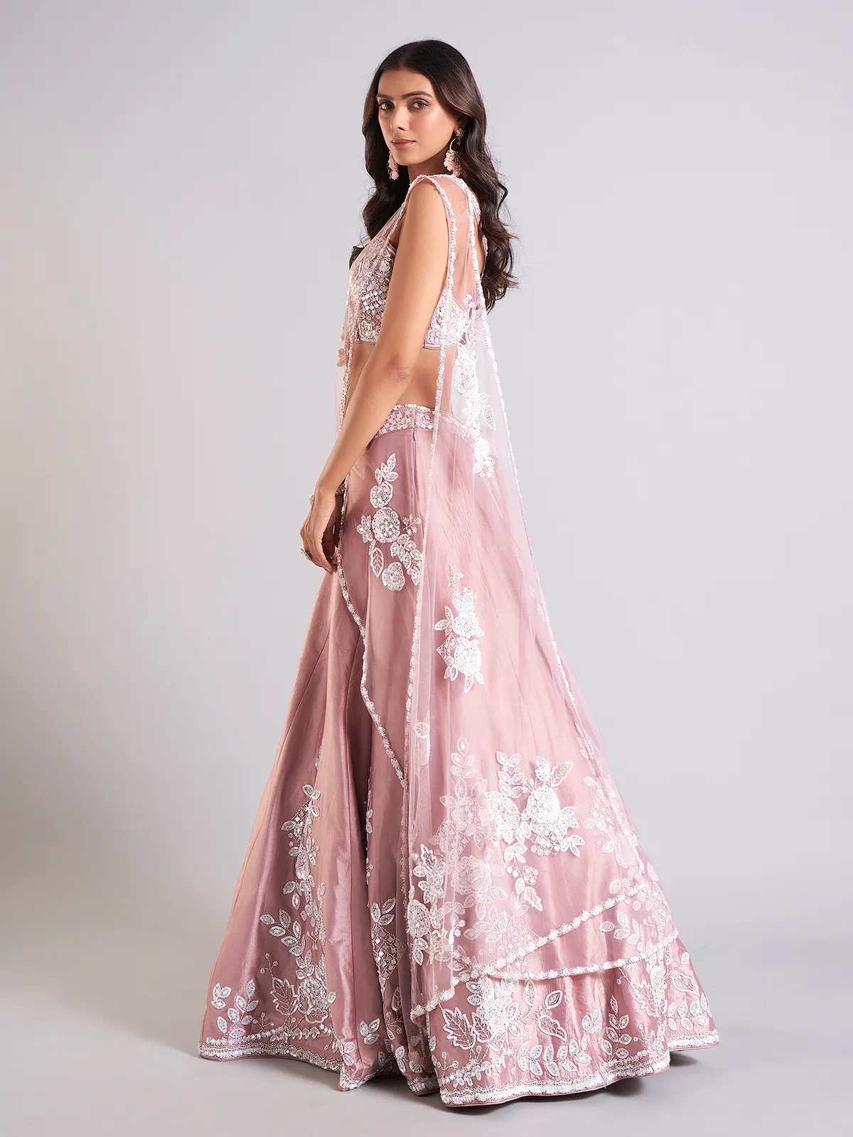 Heavy pink silk lehenga choli