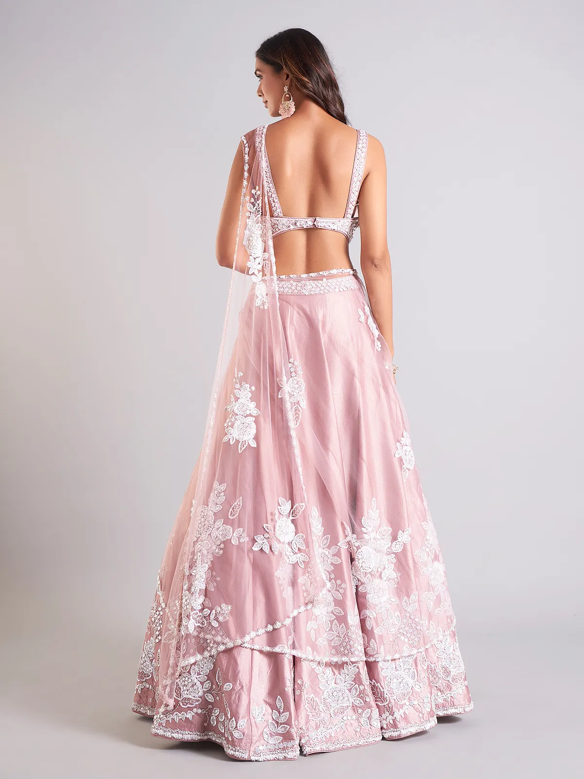 Heavy pink silk lehenga choli