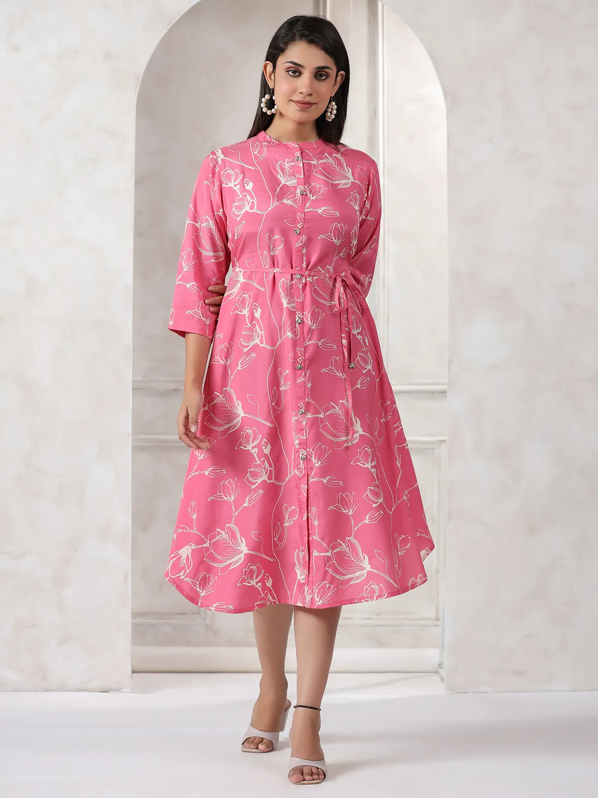 Latest peach printed cotton kurti