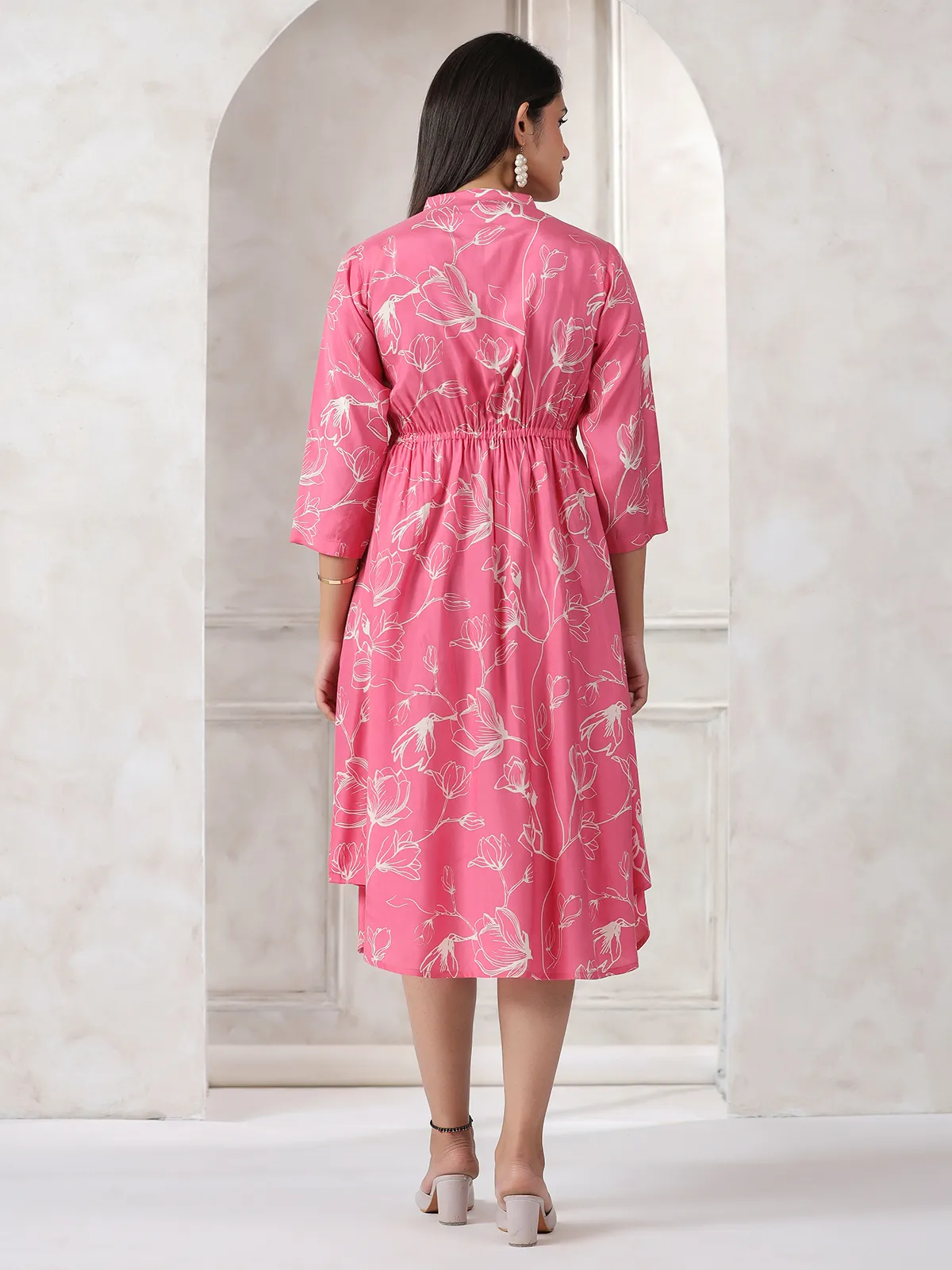 Latest peach printed cotton kurti