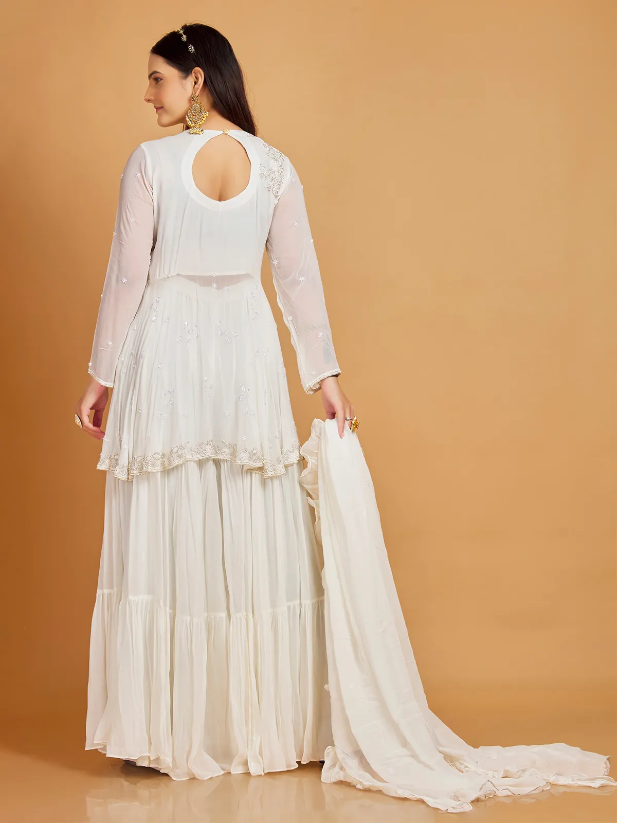 Latest white georgette sharara suit