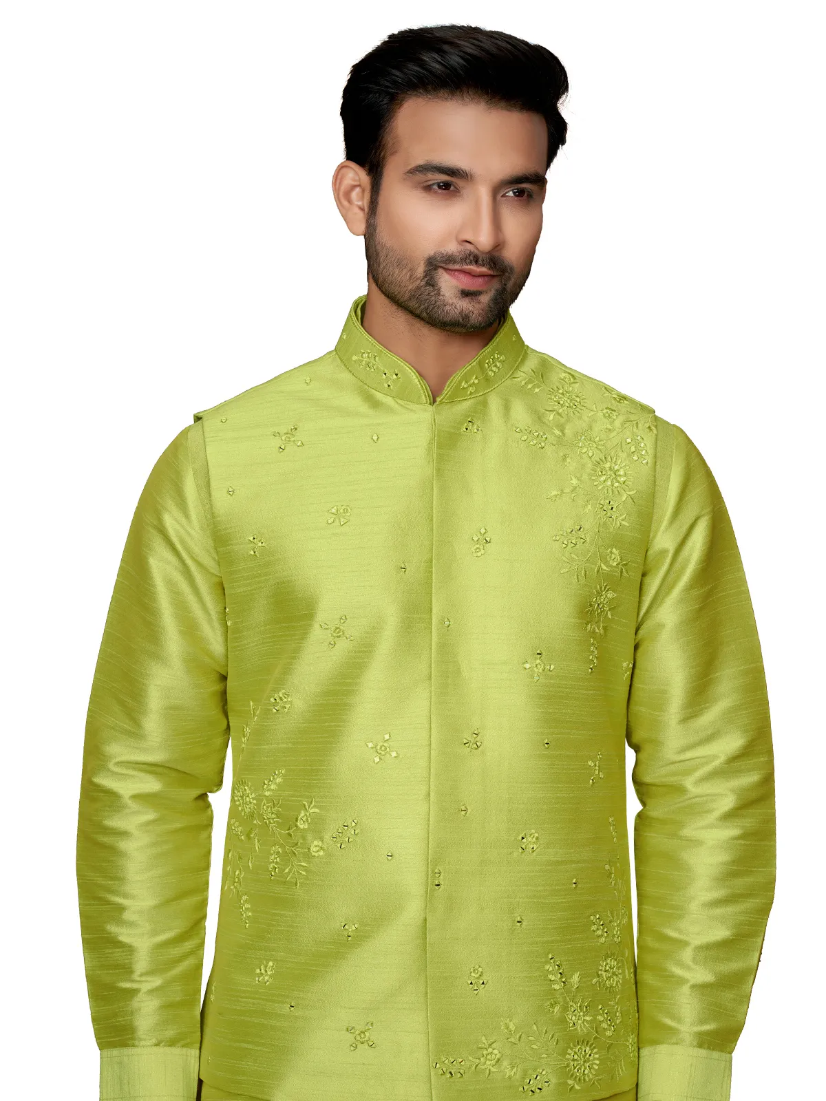 Lime green silk waistcoat set