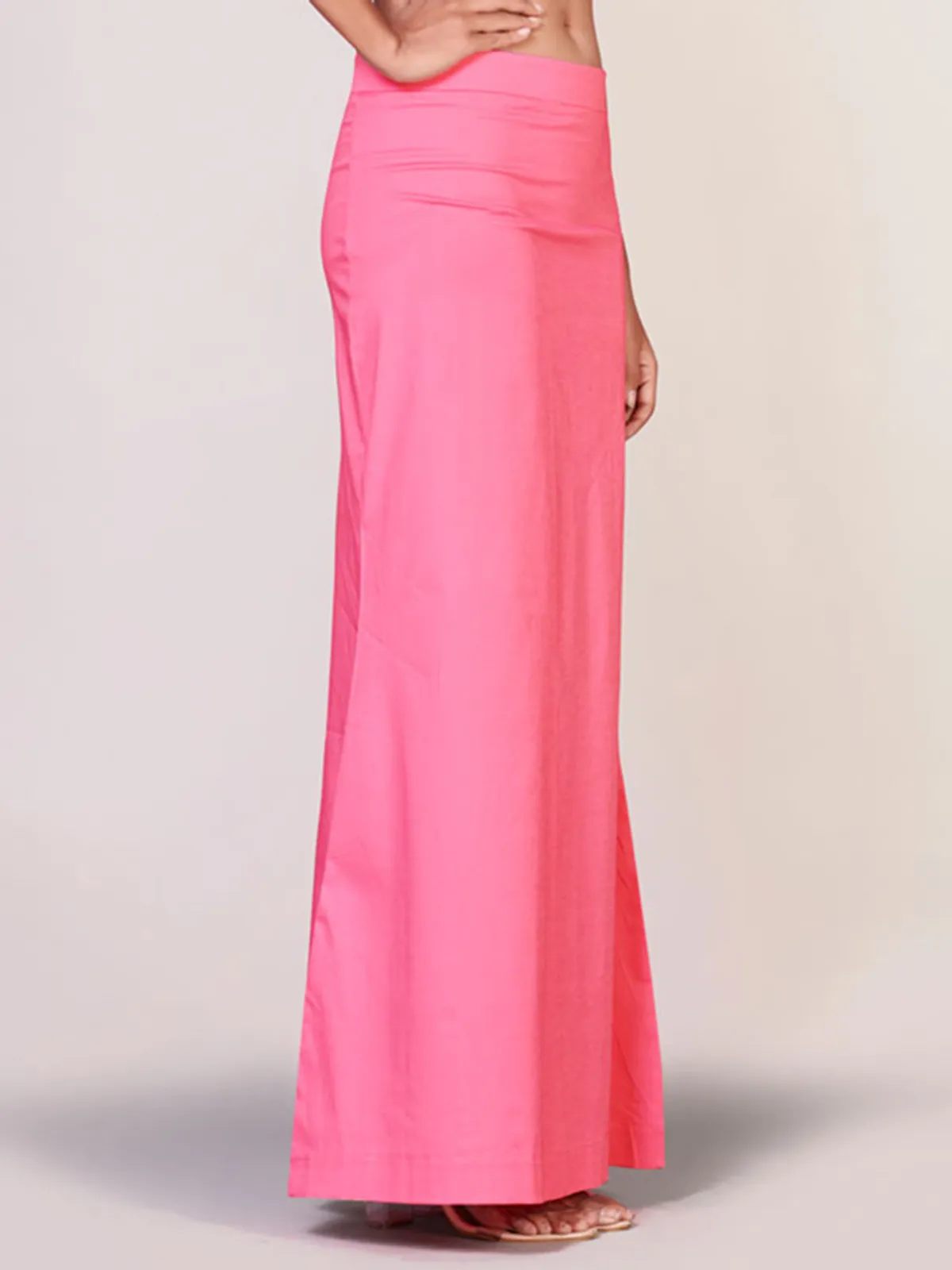 Pink plain lycra cotton petticoat