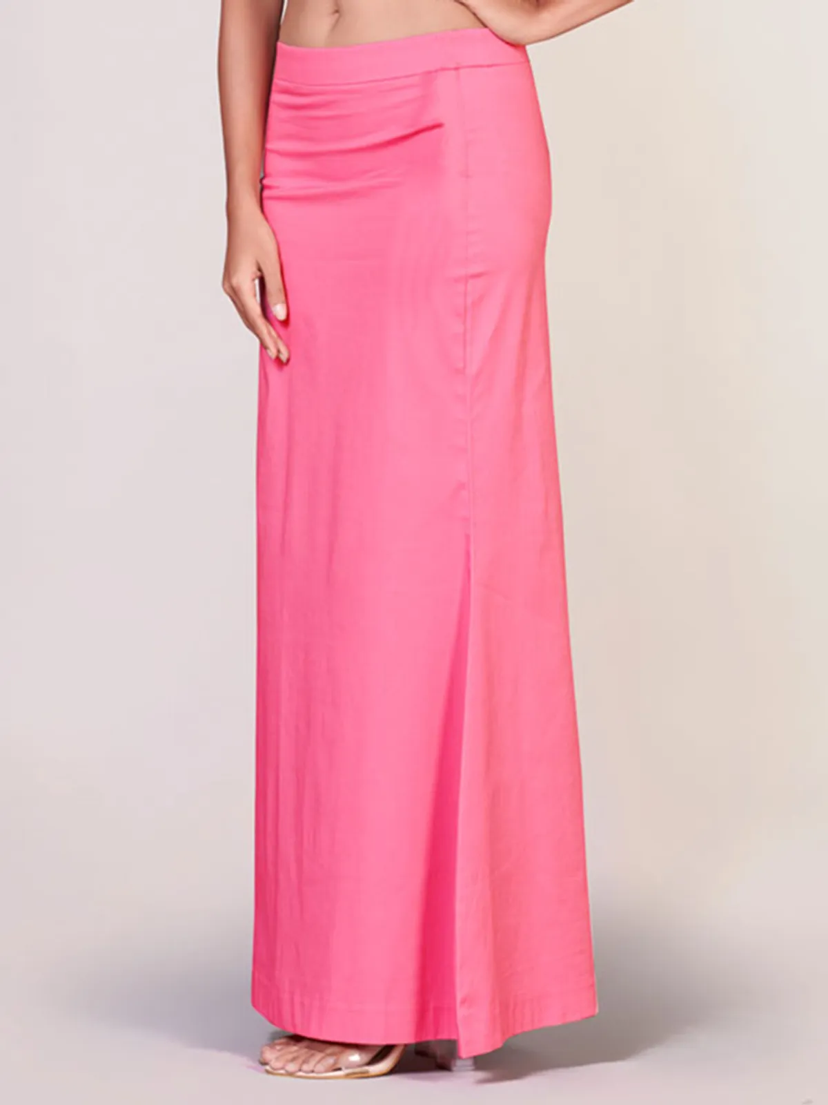Pink plain lycra cotton petticoat