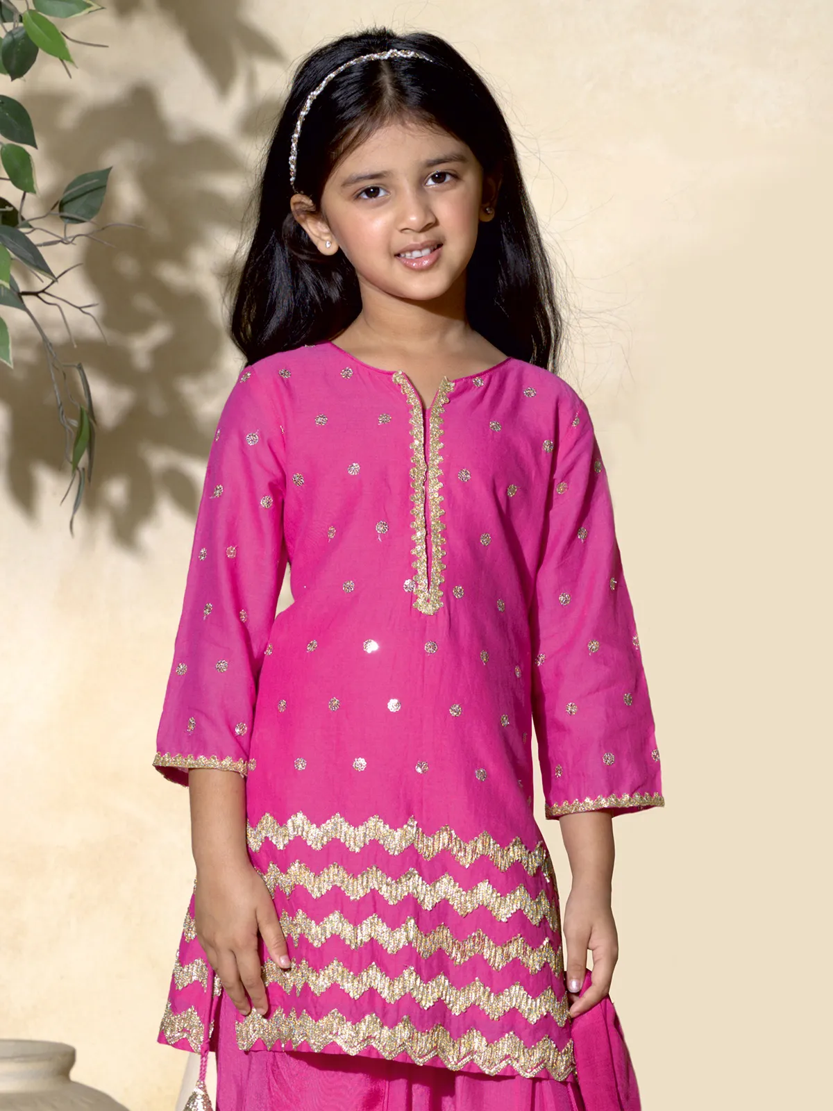 Pink punjabi salwar suit with sweetheart neck