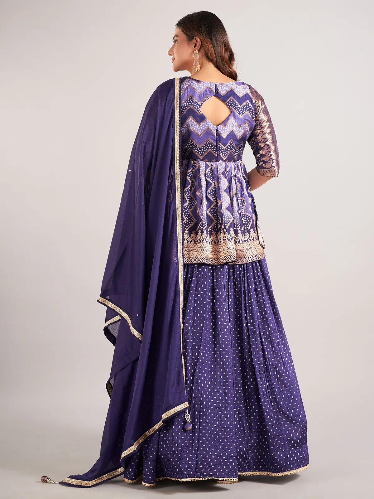 Purple wedding wear lehenga choli in silk