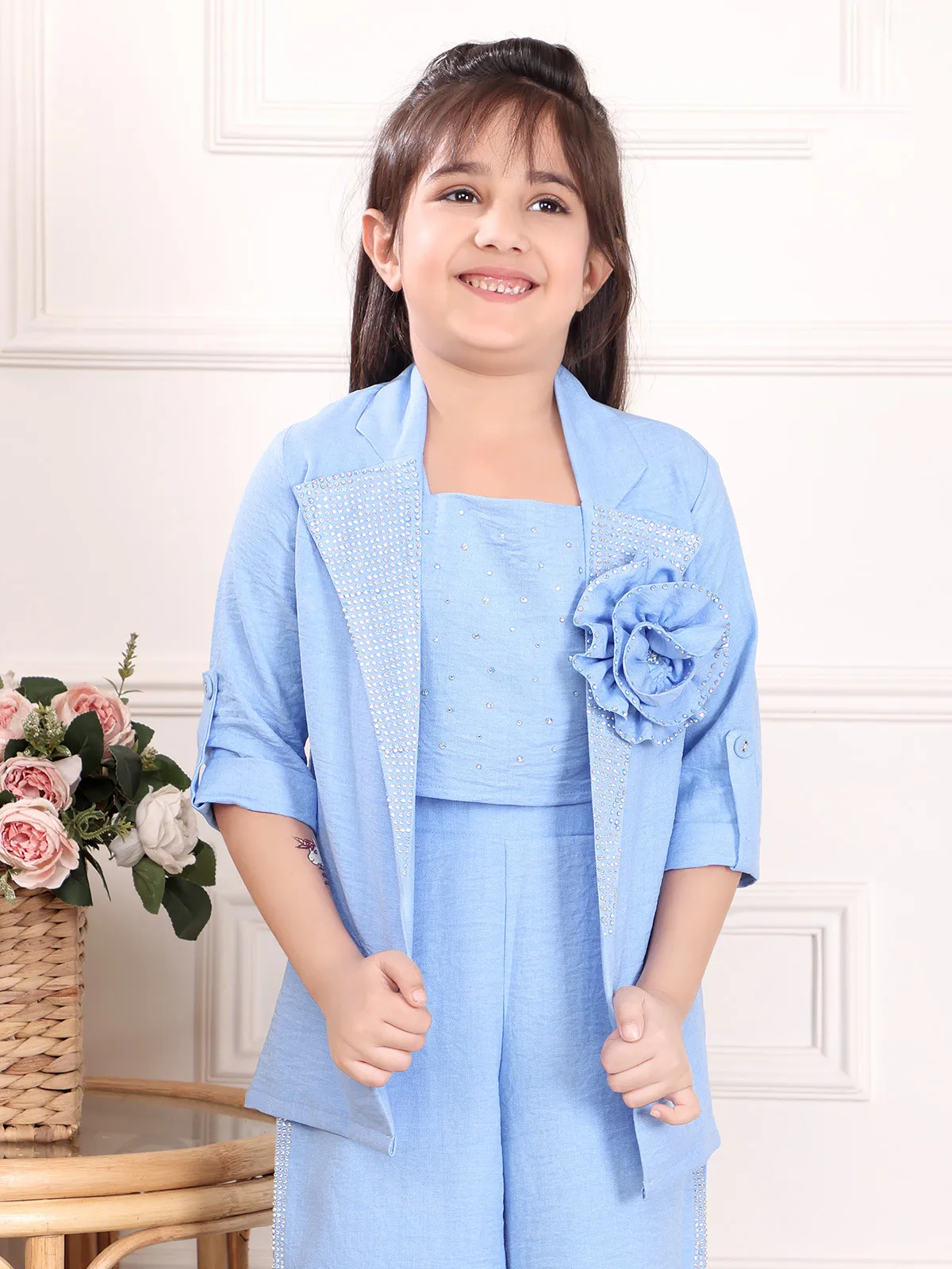 Sky blue cotton co-ord set for casual