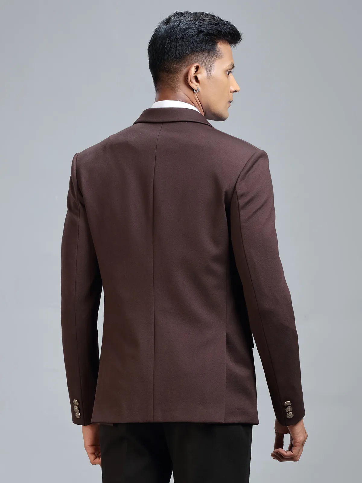 Sophisticated brown terry rayon blazer for men