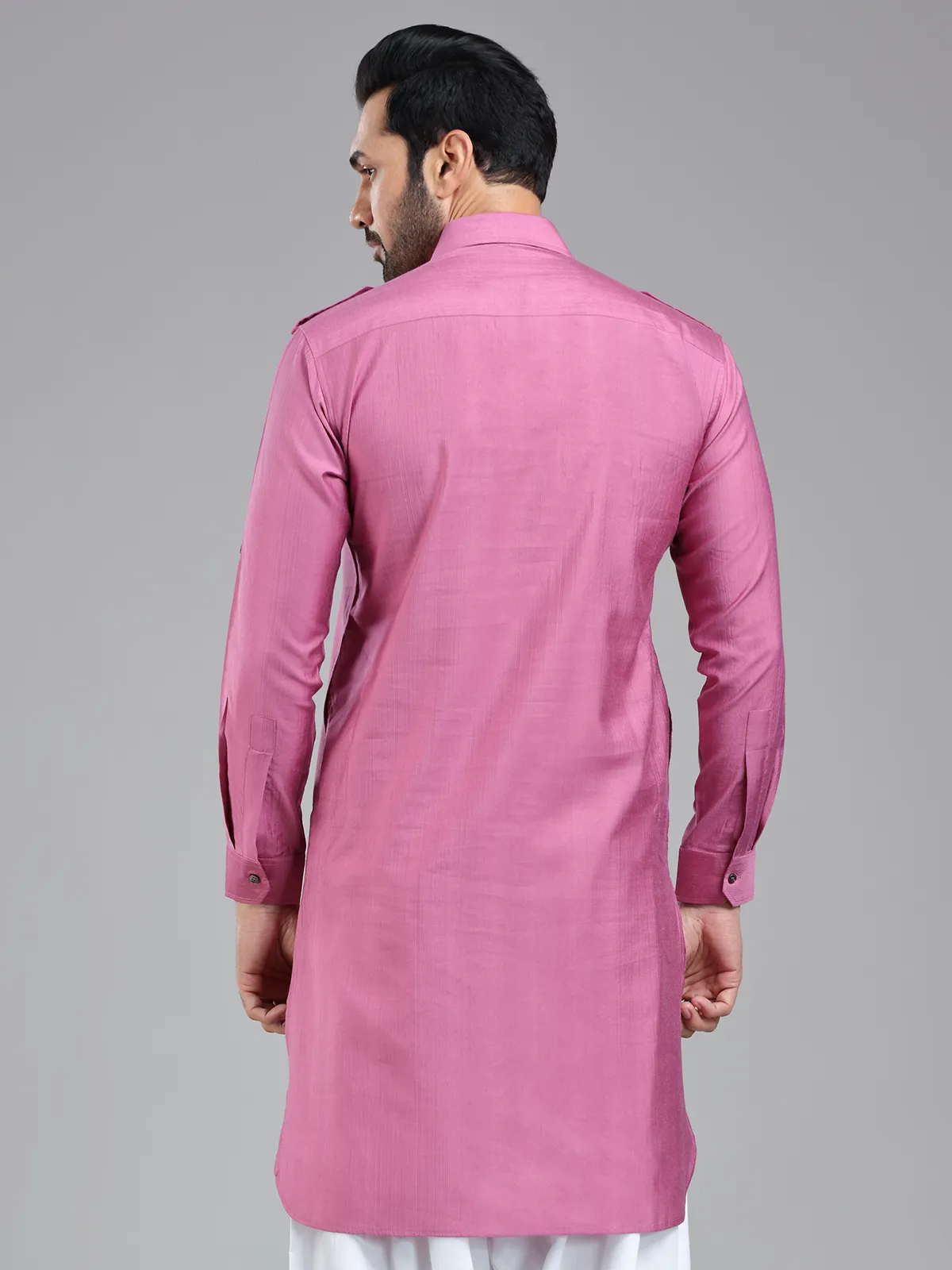 Striking elegant dark pink pathani kurta for men