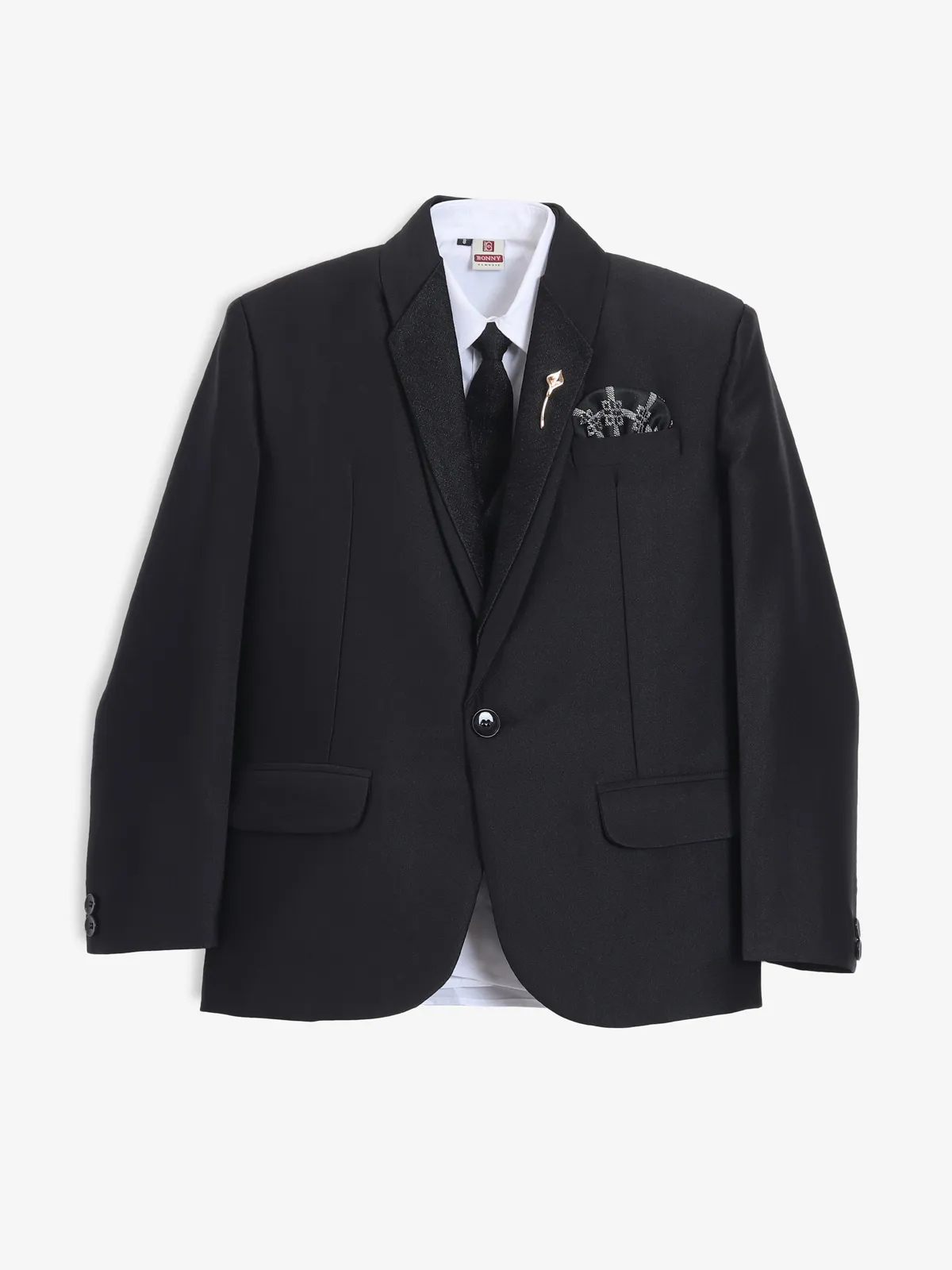 Stunning black terry rayon one button coat suit