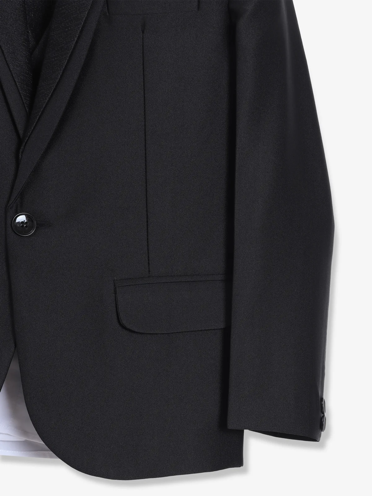 Stunning black terry rayon one button coat suit