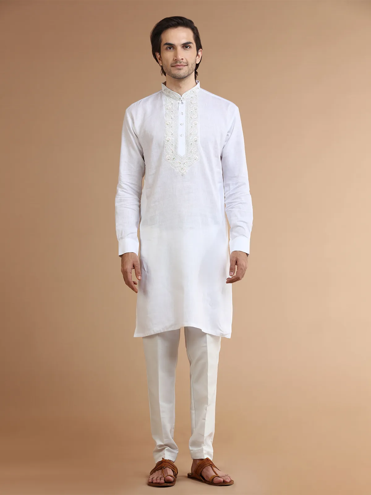 Stunning white linen  Men Kurta pajama