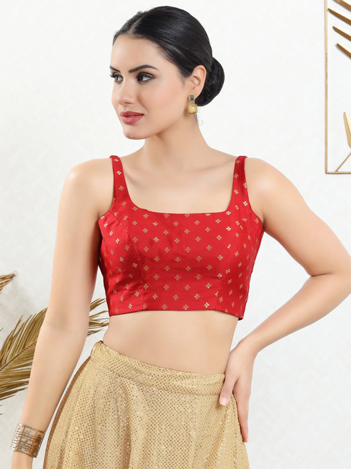 Stylish red art silk ready made blouse