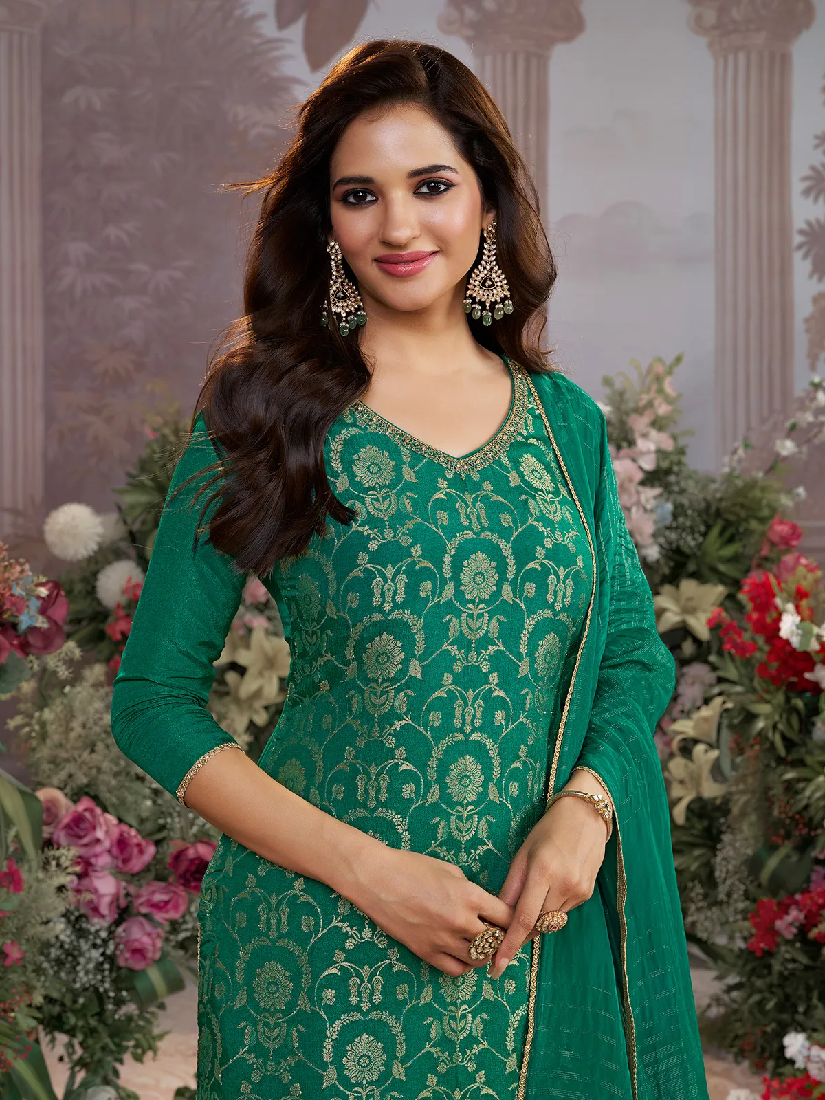 Teal green vibrant mehendi anarkali charm
