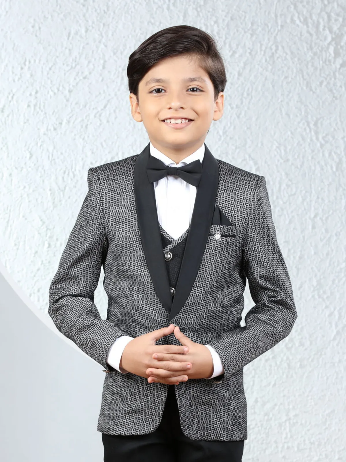 Textured grey terry rayon coat suit