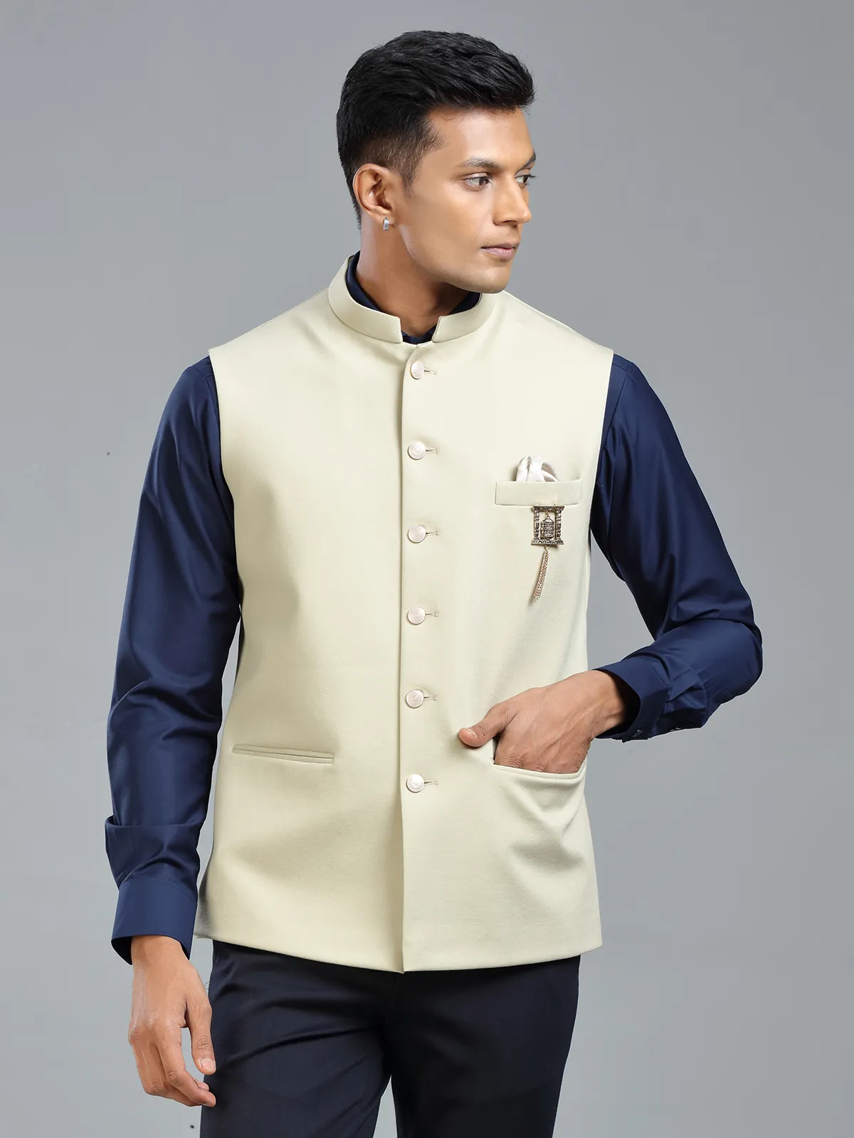 Timeless and stylish cream waistcoat for men