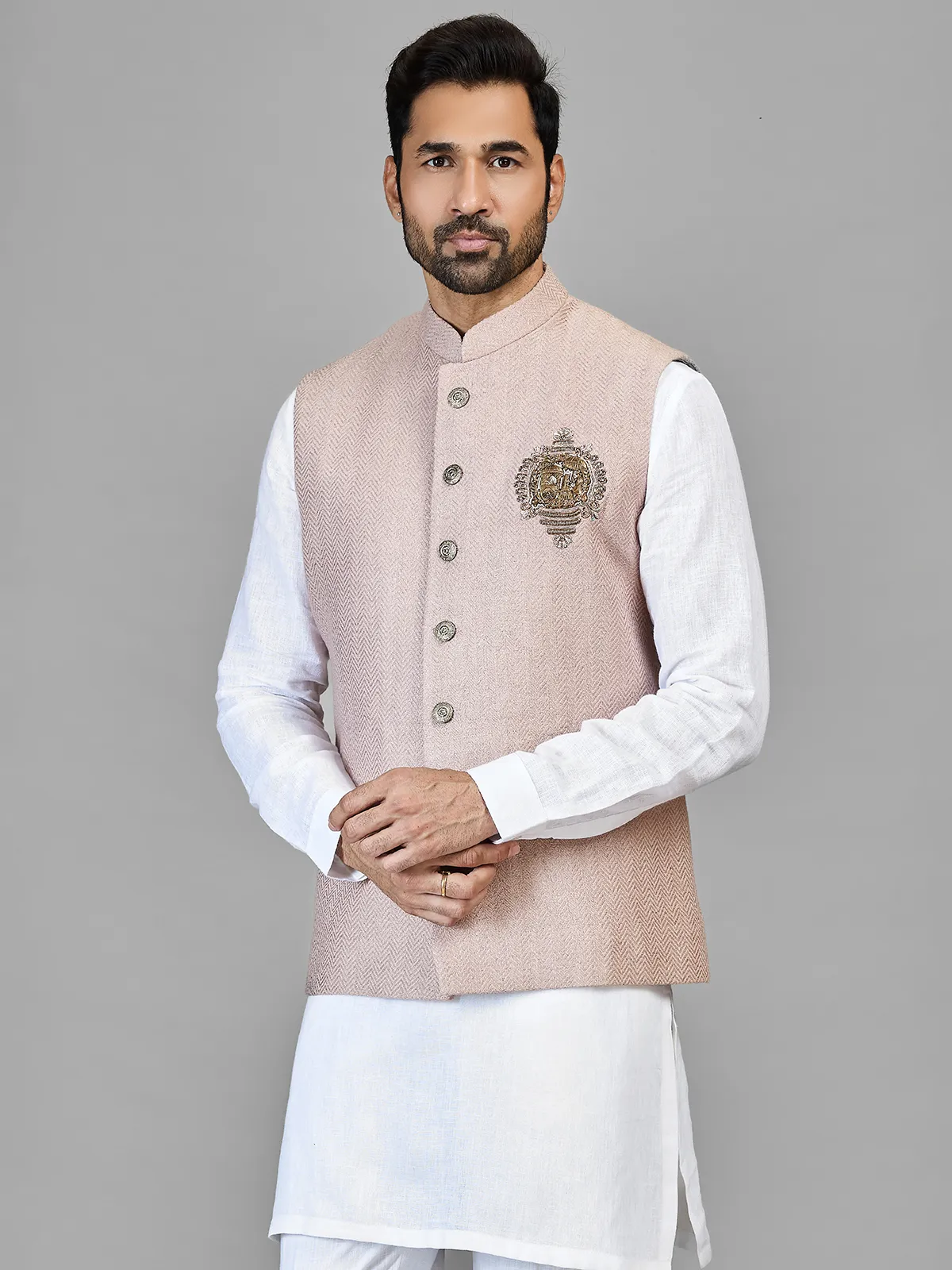 White reception wear waistcoat set