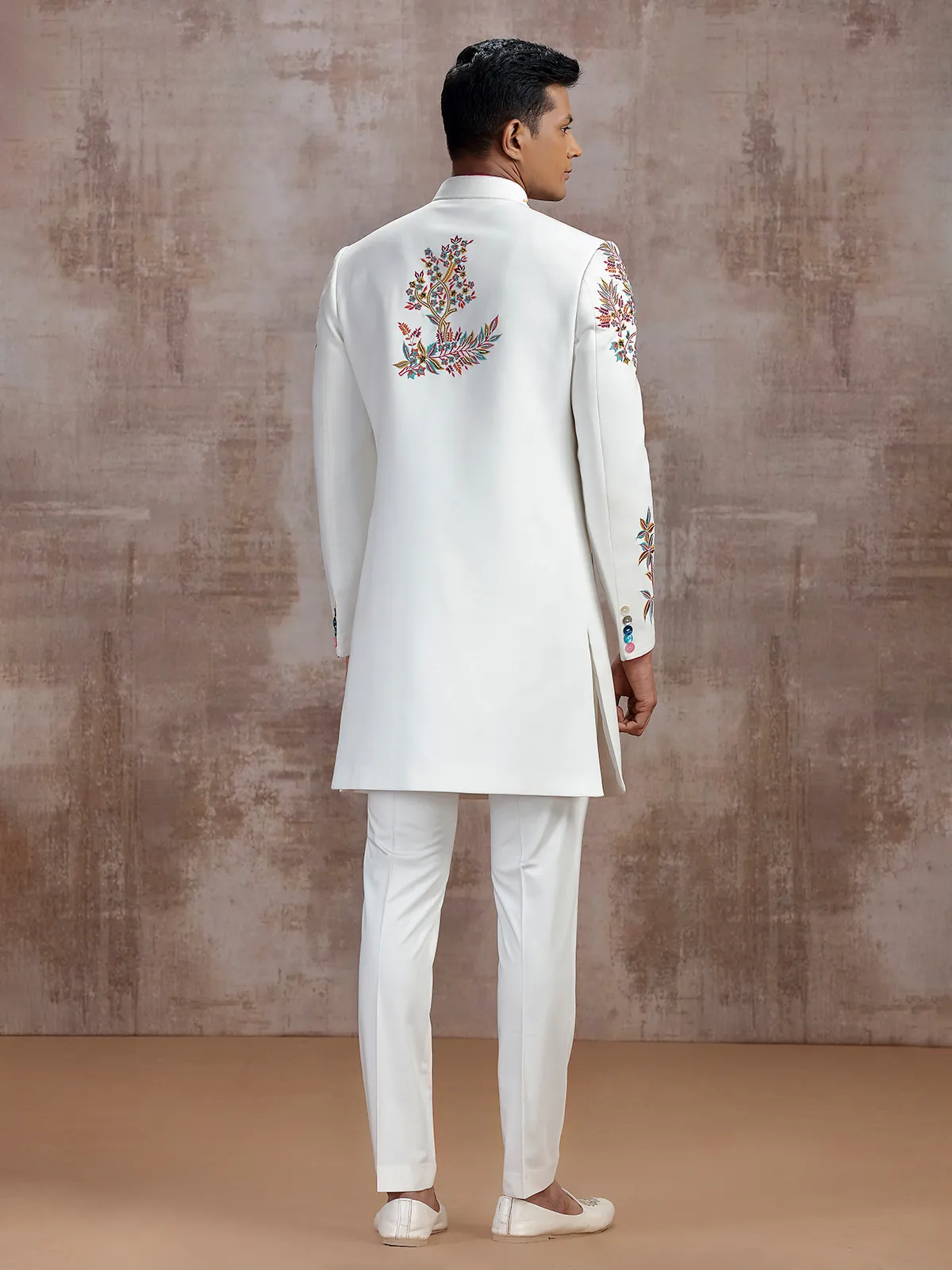 White terry rayon indo western with dupatta