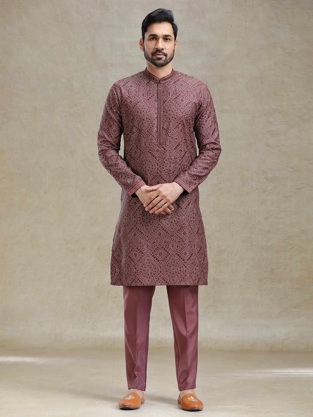 Wine kurta set for ethereal charming look