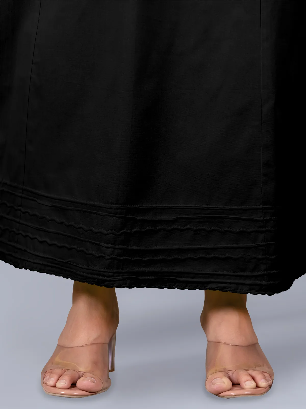 Black cotton plain saree petticoat