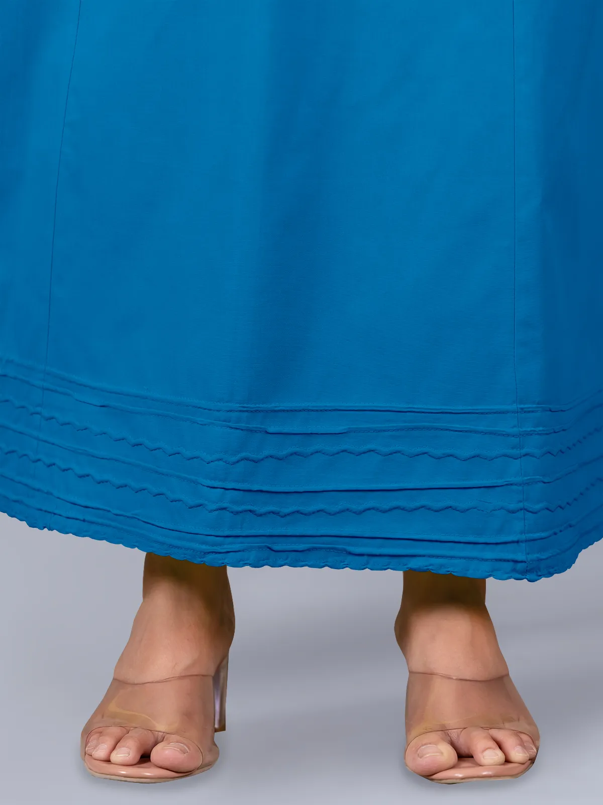 Blue plain saree petticoat in cotton