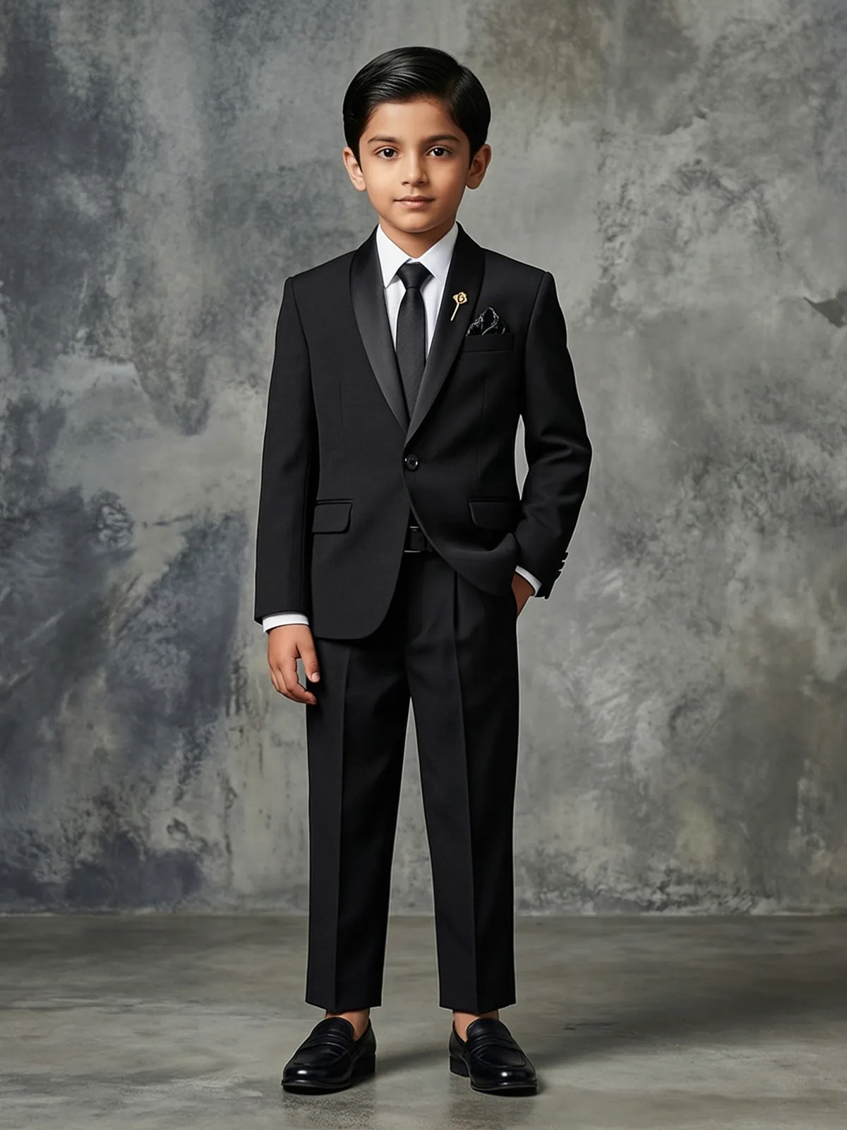 Stunning black terry rayon one button coat suit