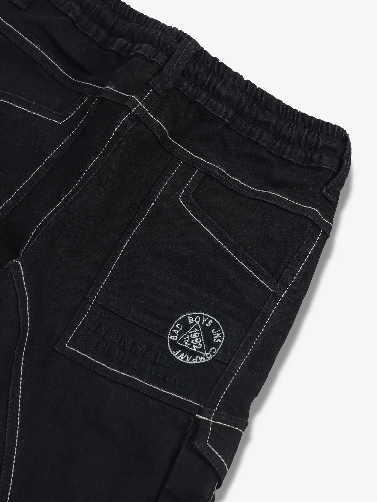 BAD BOYS black solid  cargo jeans