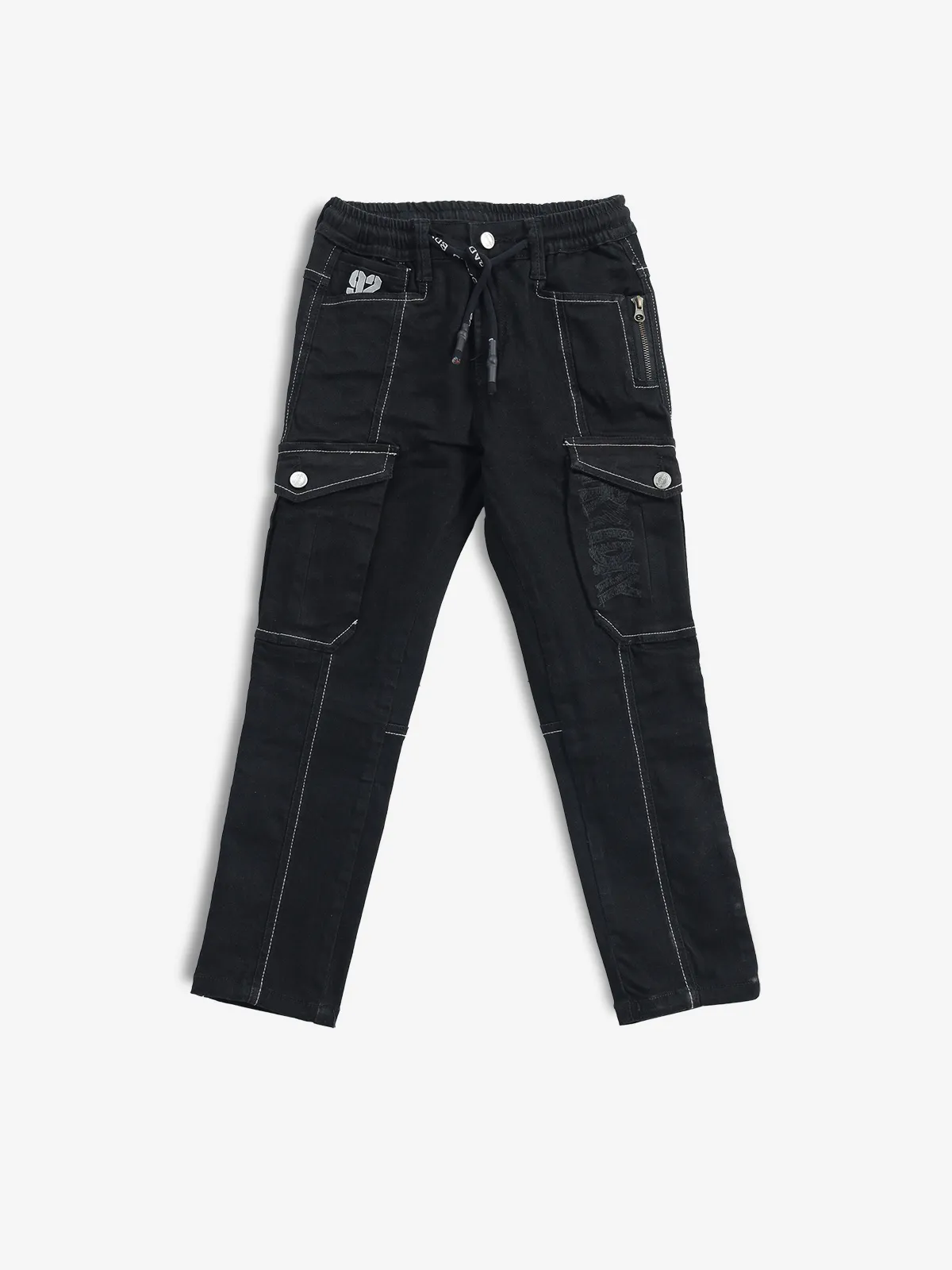 BAD BOYS black solid  cargo jeans