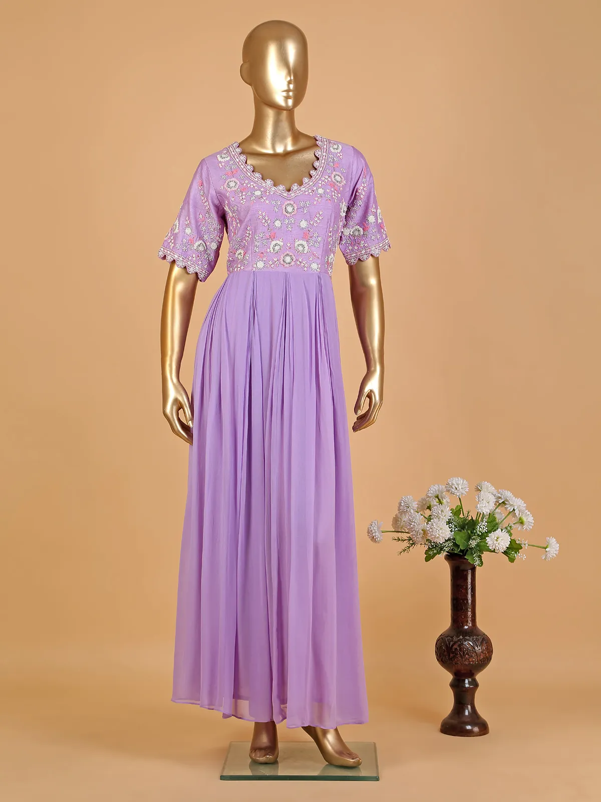 Latest lilac purple georgette anarkali suit