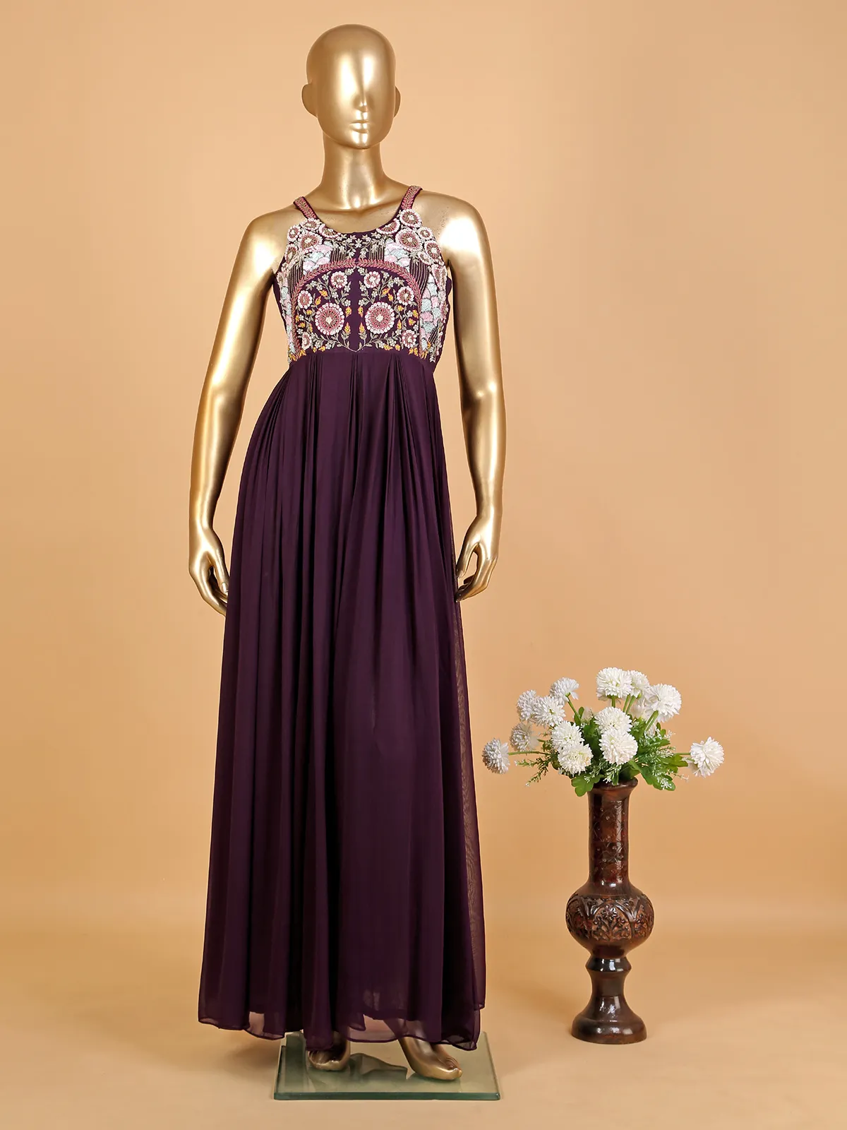 Stunning wine georgette anarkali suit