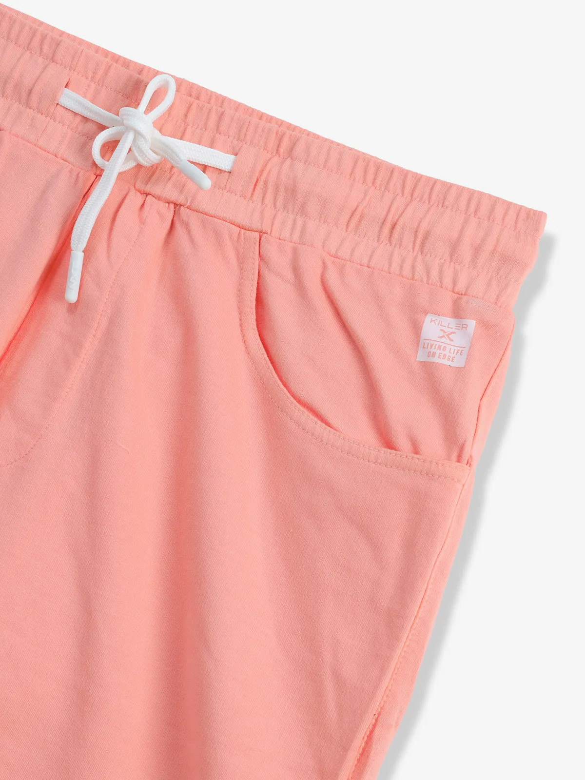 KILLER peach solid cotton shorts