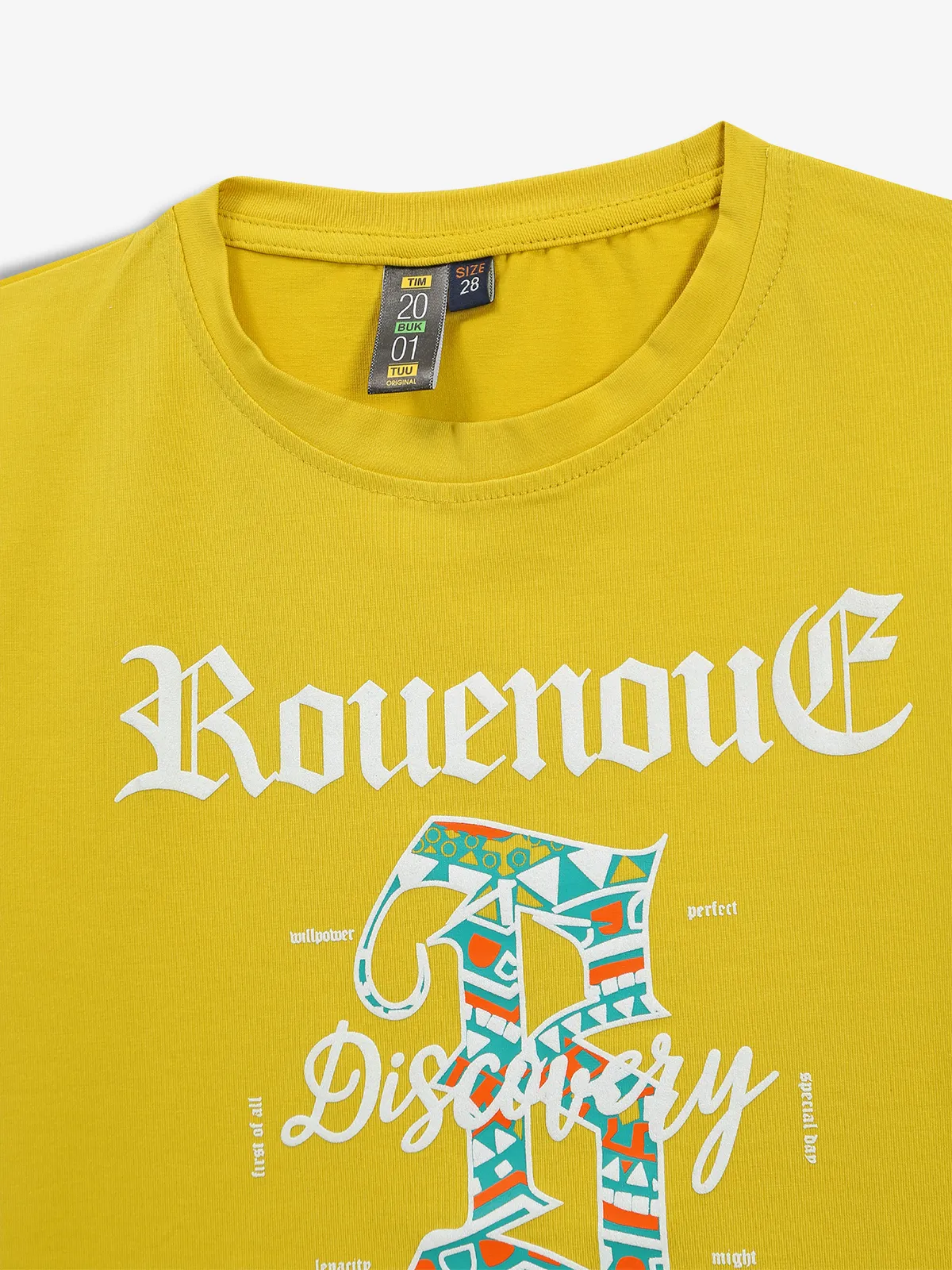 TIMBUKTU cotton yellow printed casual t-shirt