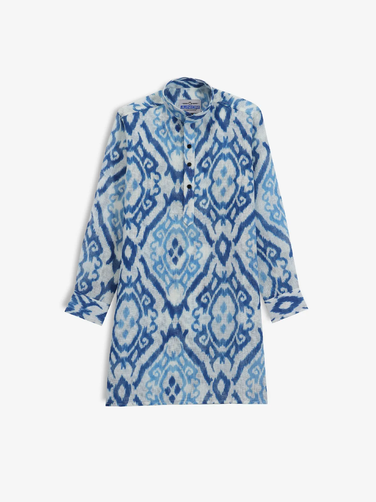 Blue and white cotton printed kurta