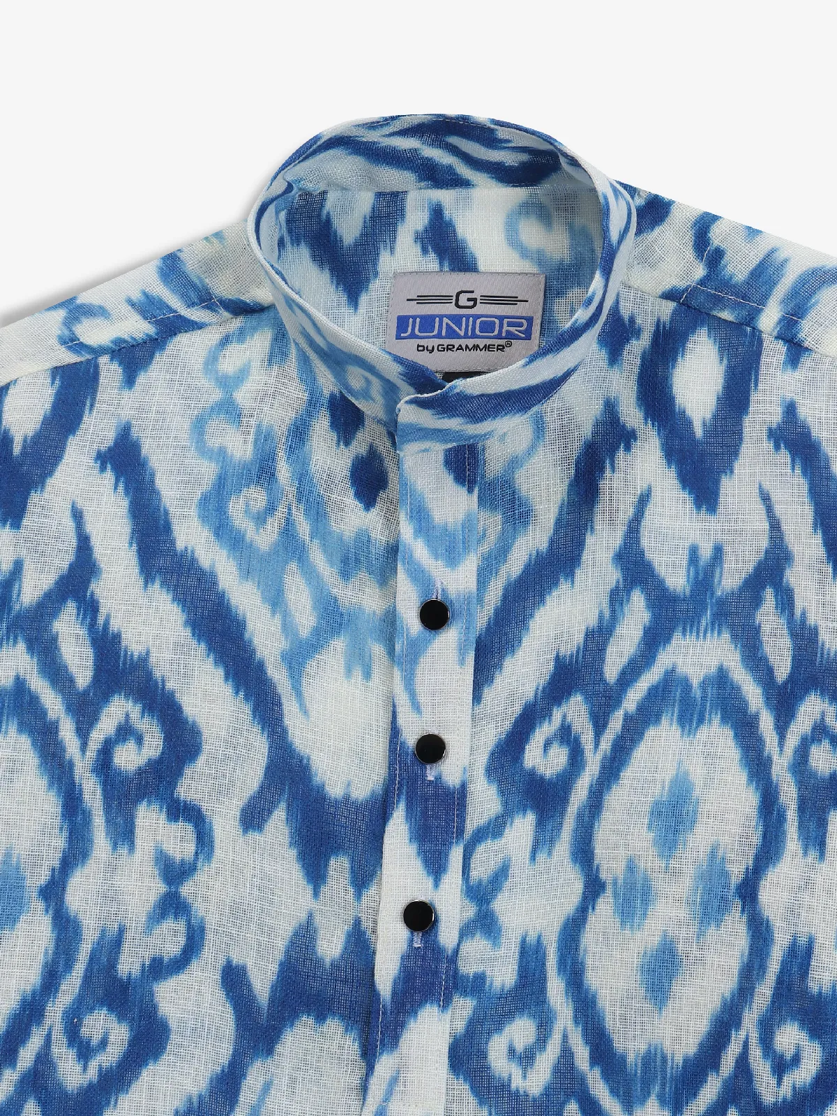 Blue and white cotton printed kurta