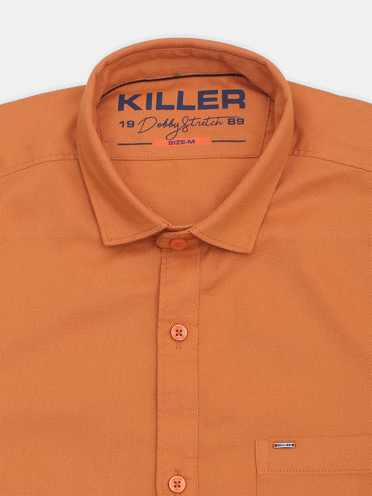 Killer solid rust orange cotton casual wear slim fit shirt