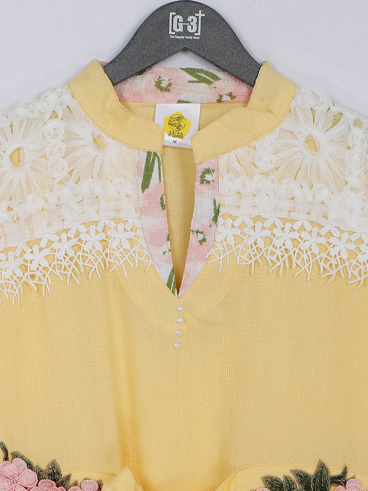 Trendy yellow cotton casual kurti