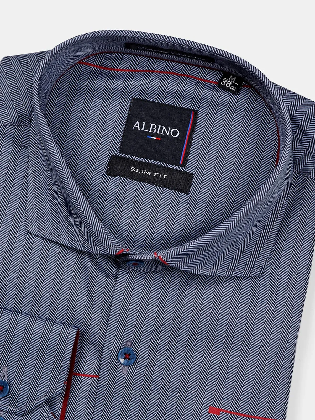 Albino grey cotton formal shirt with stripe pattern