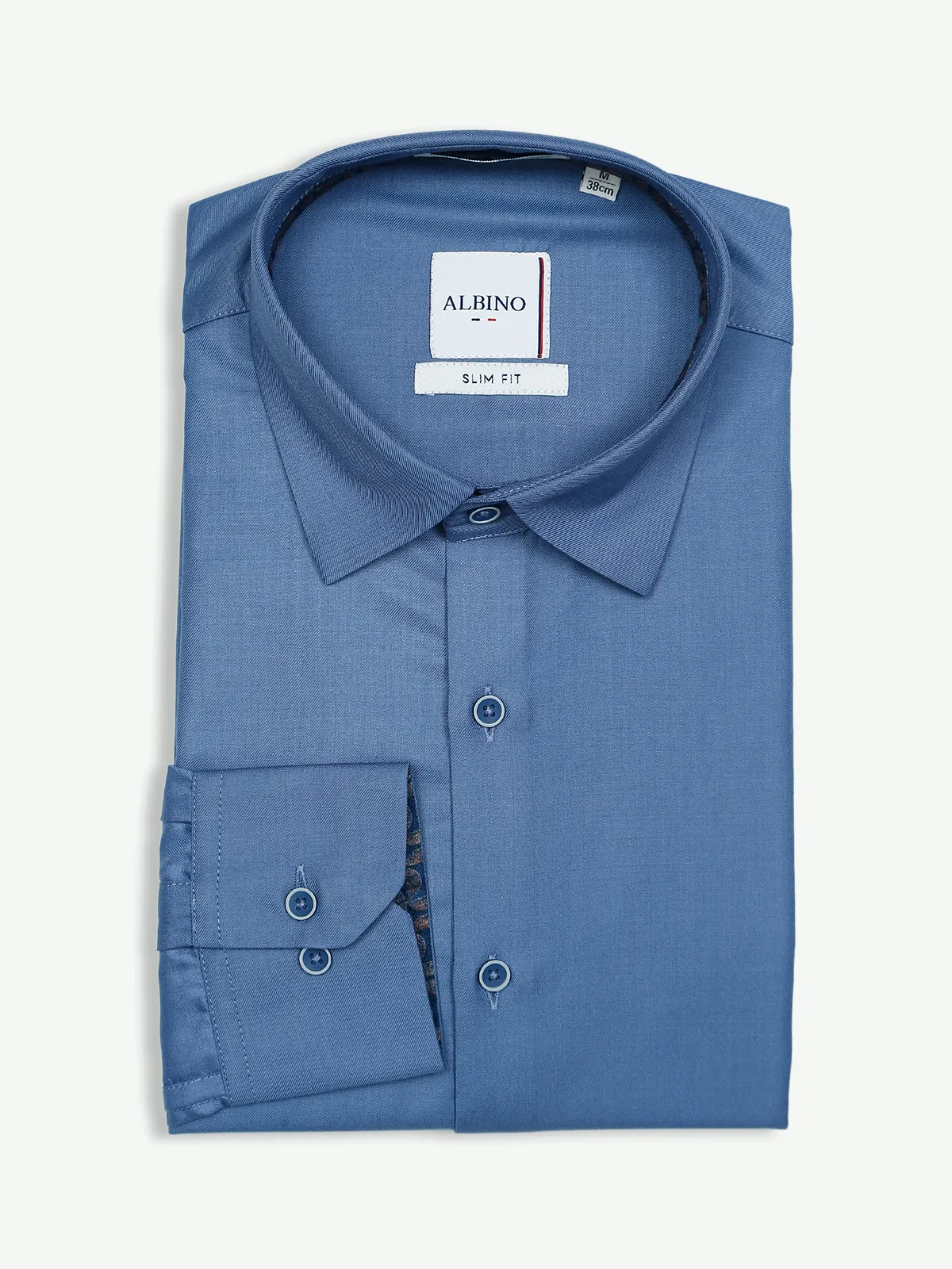 Albino plain blue cotton shirt