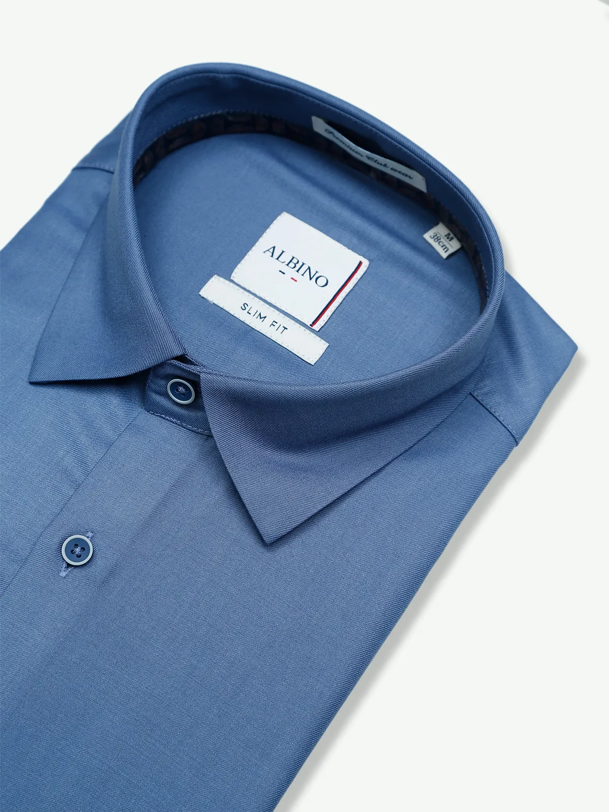 Albino plain blue cotton shirt