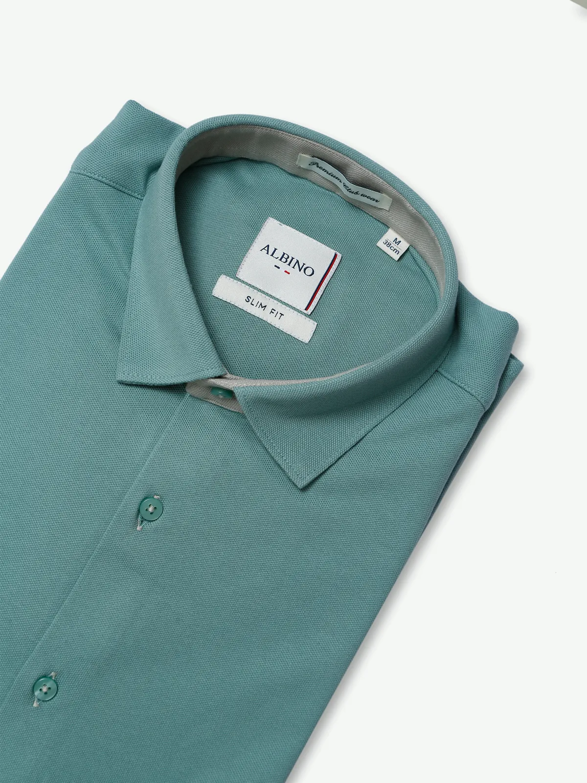 Albino teal green cotton plain shirt